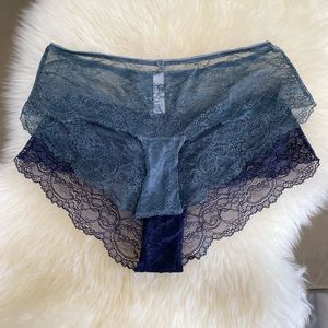 Set of 2 Gap Body Navy Blue Dusty Blue Lace Boy Short Panties Size Small